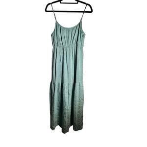 Lovestitch Green 100% Cotton Sleeveless Tiered Maxi Dress Size Large